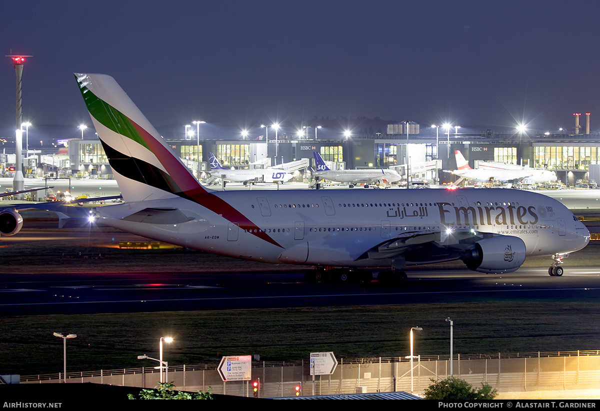 Aircraft Photo of A6-EDW | Airbus A380-861 | Emirates | AirHistory.net #616092