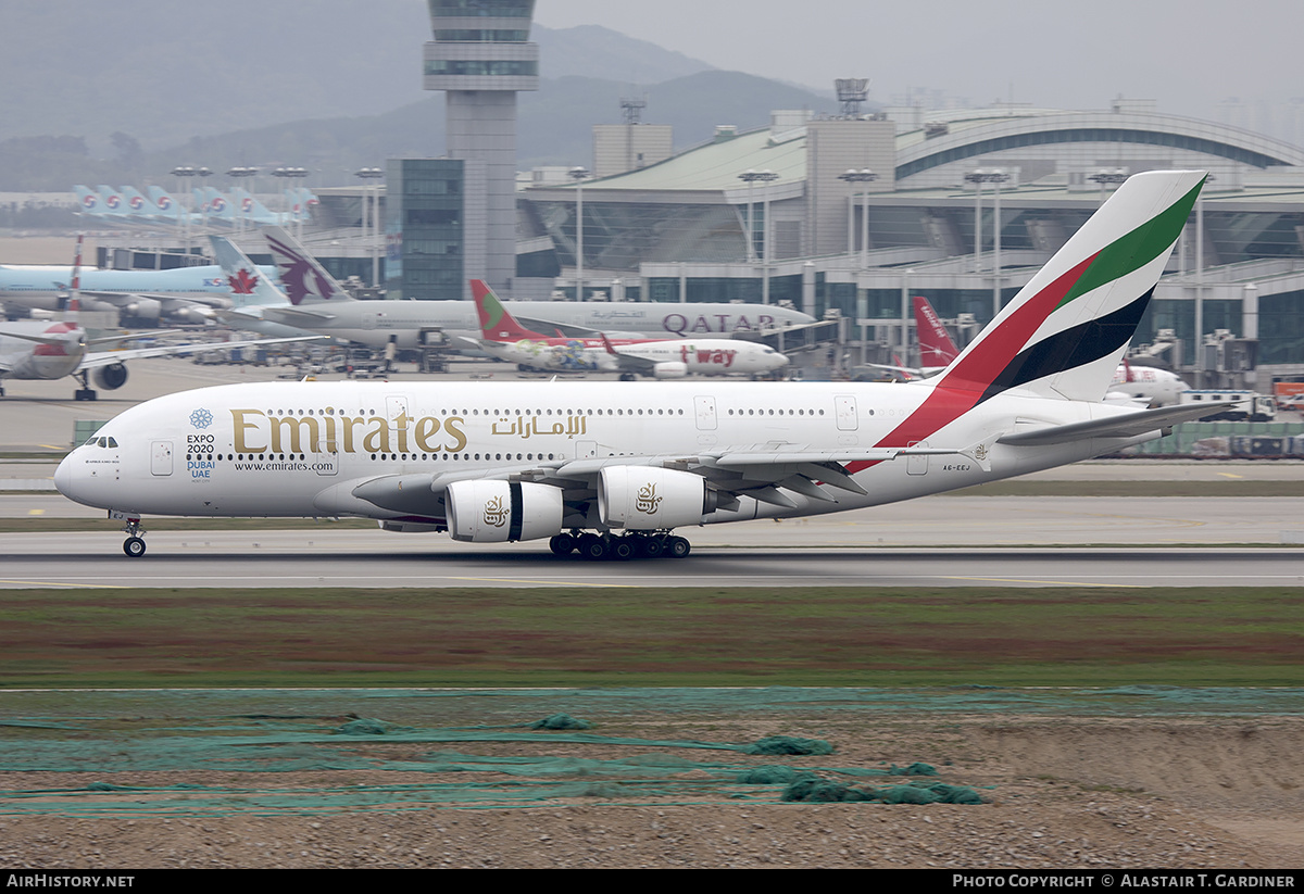 Aircraft Photo of A6-EEJ | Airbus A380-861 | Emirates | AirHistory.net #616361