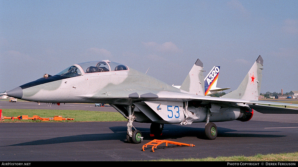 Aircraft Photo of 53 blue | Mikoyan-Gurevich MiG-29UB | Soviet Union - Air Force | AirHistory.net #616794