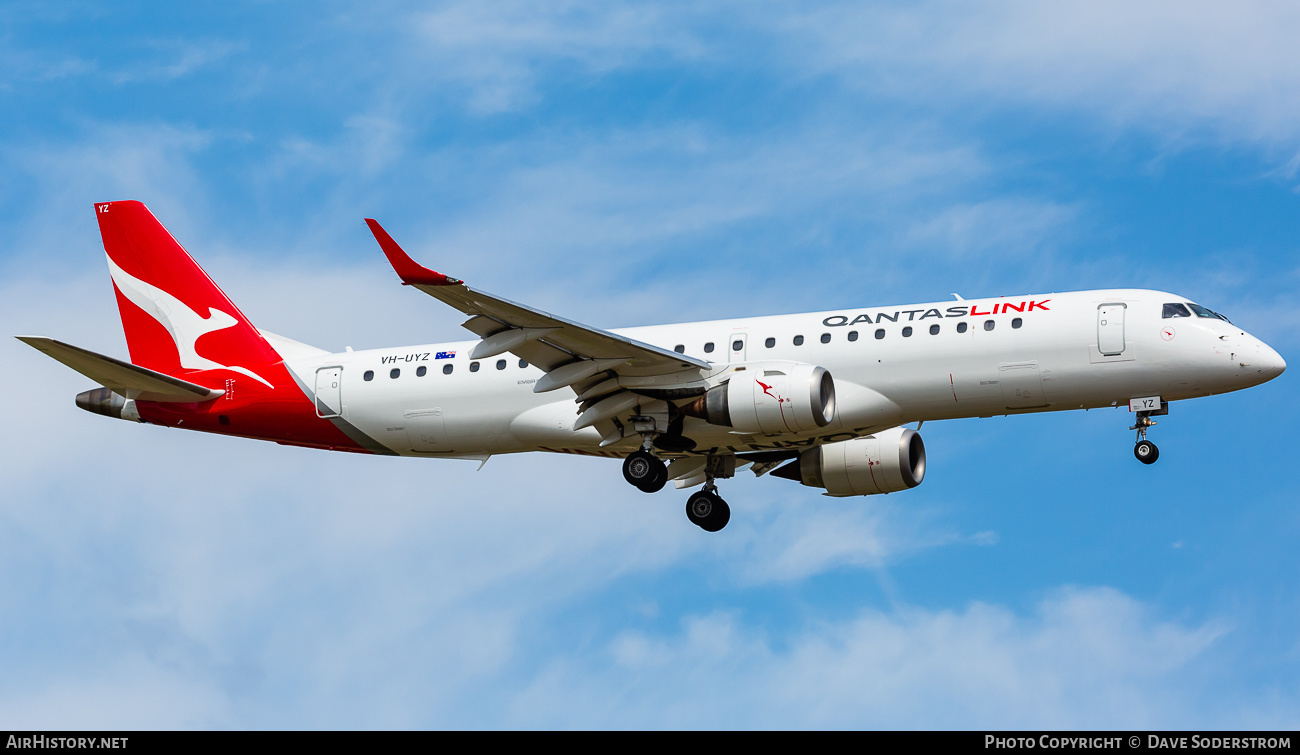 Aircraft Photo of VH-UYZ | Embraer 190AR (ERJ-190-100IGW) | QantasLink | AirHistory.net #617557