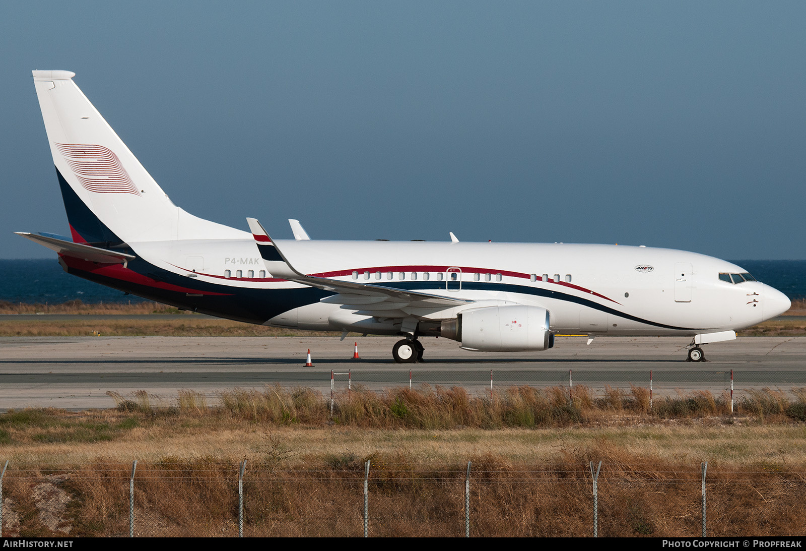 Aircraft Photo of P4-MAK | Boeing 737-7HZ BBJ | ARETI International Group | AirHistory.net #619231