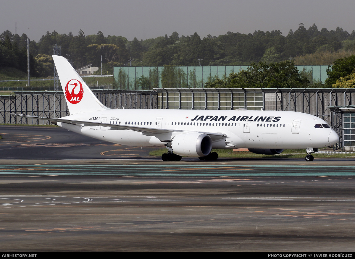Aircraft Photo of JA836J | Boeing 787-8 Dreamliner | Japan Airlines - JAL | AirHistory.net #620338