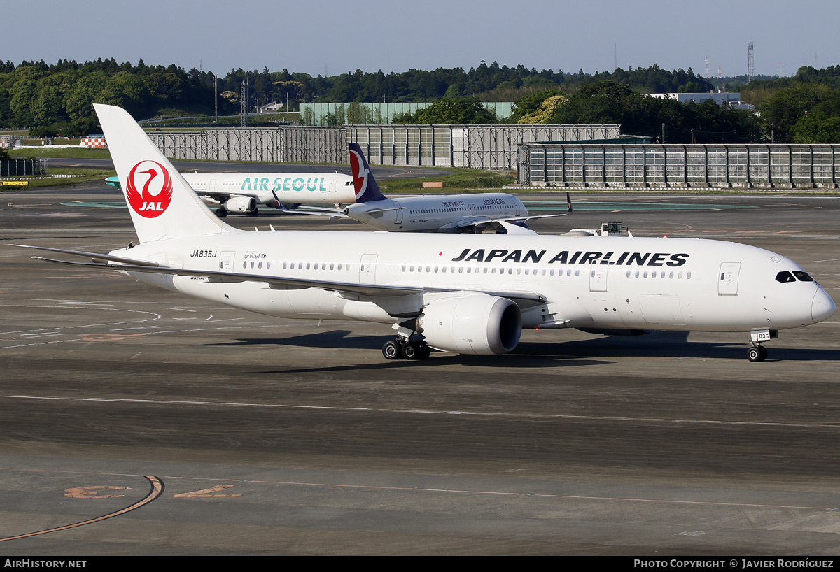 Aircraft Photo of JA835J | Boeing 787-8 Dreamliner | Japan Airlines - JAL | AirHistory.net #621482
