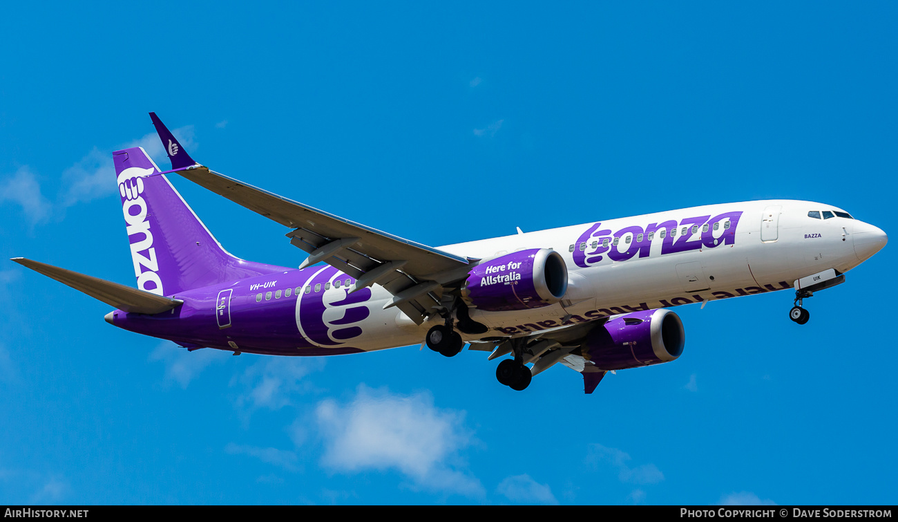 Aircraft Photo of VH-UIK | Boeing 737-8 Max 8 | Bonza Aviation | AirHistory.net #621552