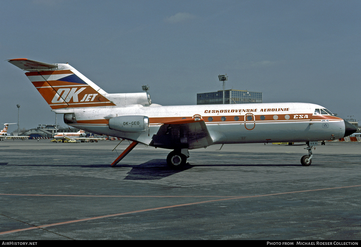 Aircraft Photo of OK-GEO | Yakovlev Yak-40K | ČSA - Československé Aerolinie - Czechoslovak Airlines | AirHistory.net #622027