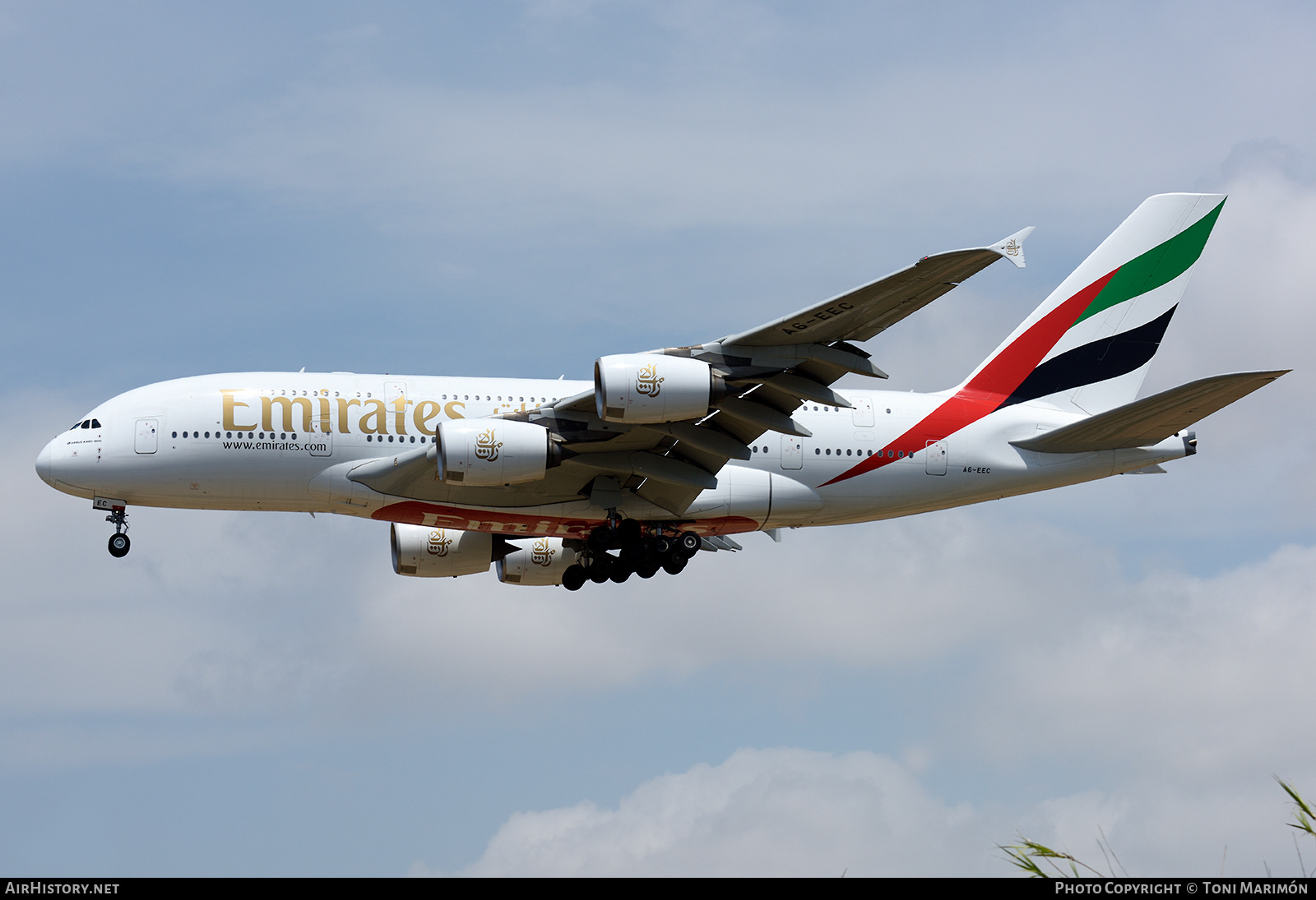 Aircraft Photo of A6-EEC | Airbus A380-861 | Emirates | AirHistory.net #622223
