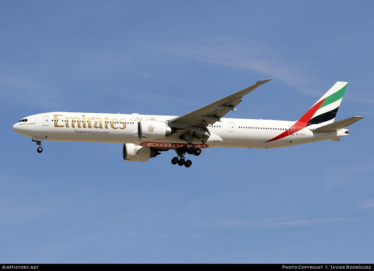 Aircraft Photo of A6-EPU | Boeing 777-300/ER | Emirates | AirHistory.net #622386