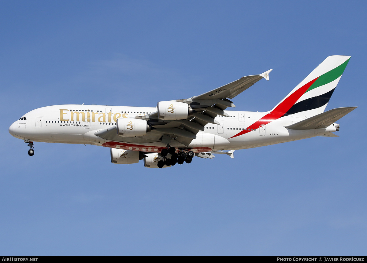 Aircraft Photo of A6-EEA | Airbus A380-861 | Emirates | AirHistory.net #622389