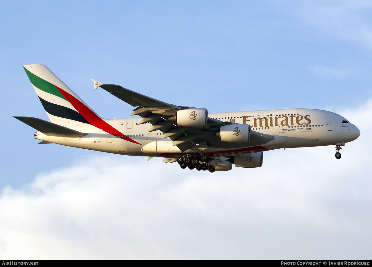 Aircraft Photo of A6-EUE | Airbus A380-861 | Emirates | AirHistory.net #623022