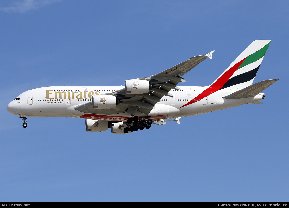 Aircraft Photo of A6-EOF | Airbus A380-800 | Emirates | AirHistory.net #623388