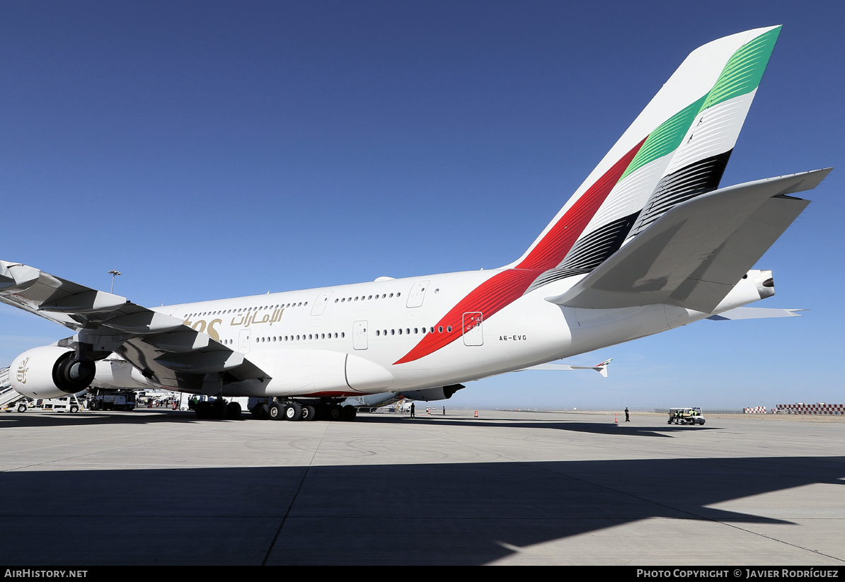 Aircraft Photo of A6-EVG | Airbus A380-842 | Emirates | AirHistory.net #623423