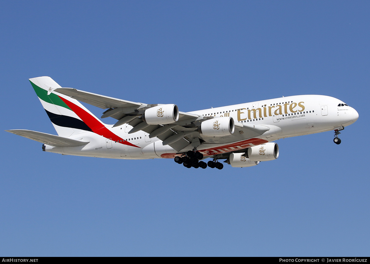 Aircraft Photo of A6-EEK | Airbus A380-861 | Emirates | AirHistory.net #623776