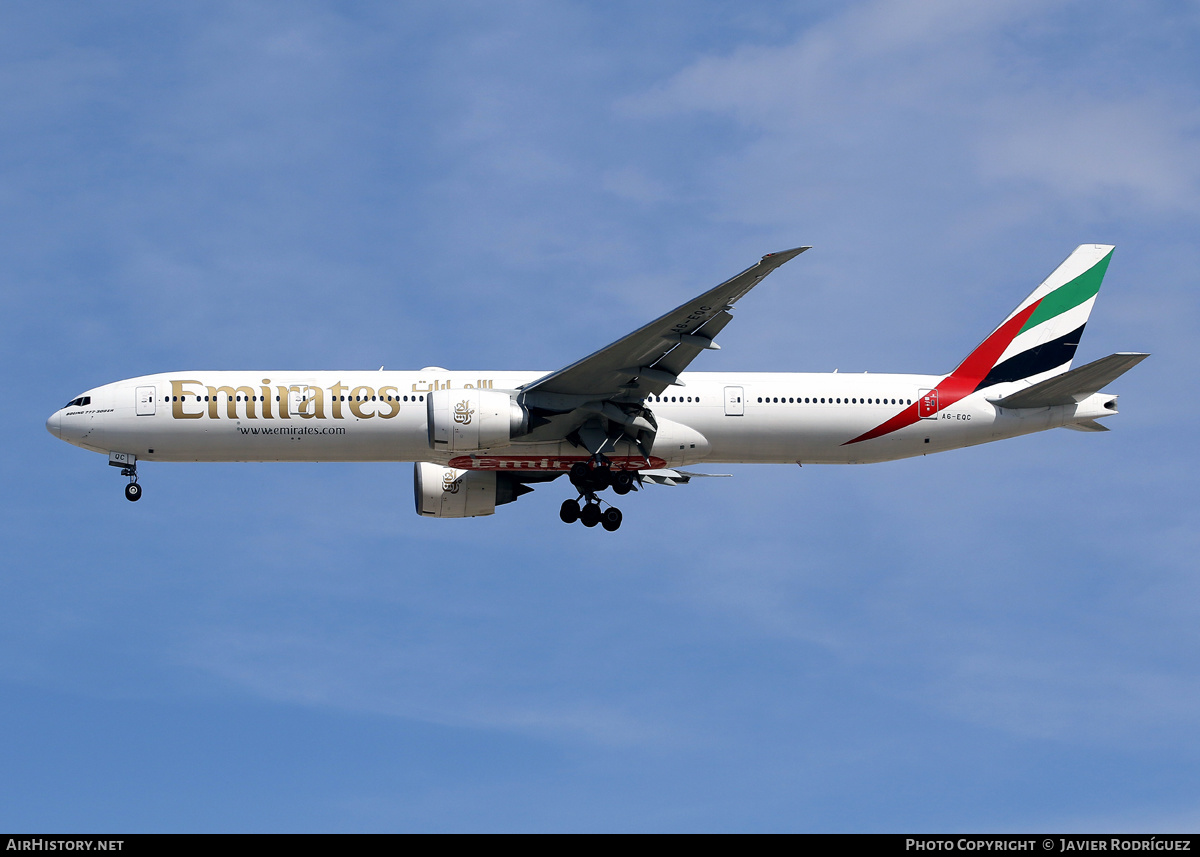 Aircraft Photo of A6-EQC | Boeing 777-300/ER | Emirates | AirHistory.net #623803