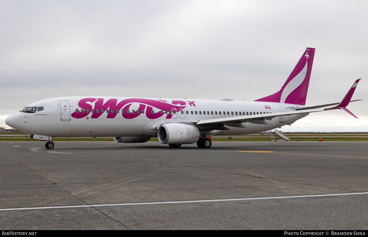 Aircraft Photo of C-GYSD | Boeing 737-8CT | Swoop | AirHistory.net #624632