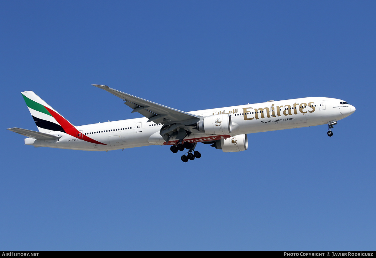 Aircraft Photo of A6-EQP | Boeing 777-300/ER | Emirates | AirHistory.net #626362