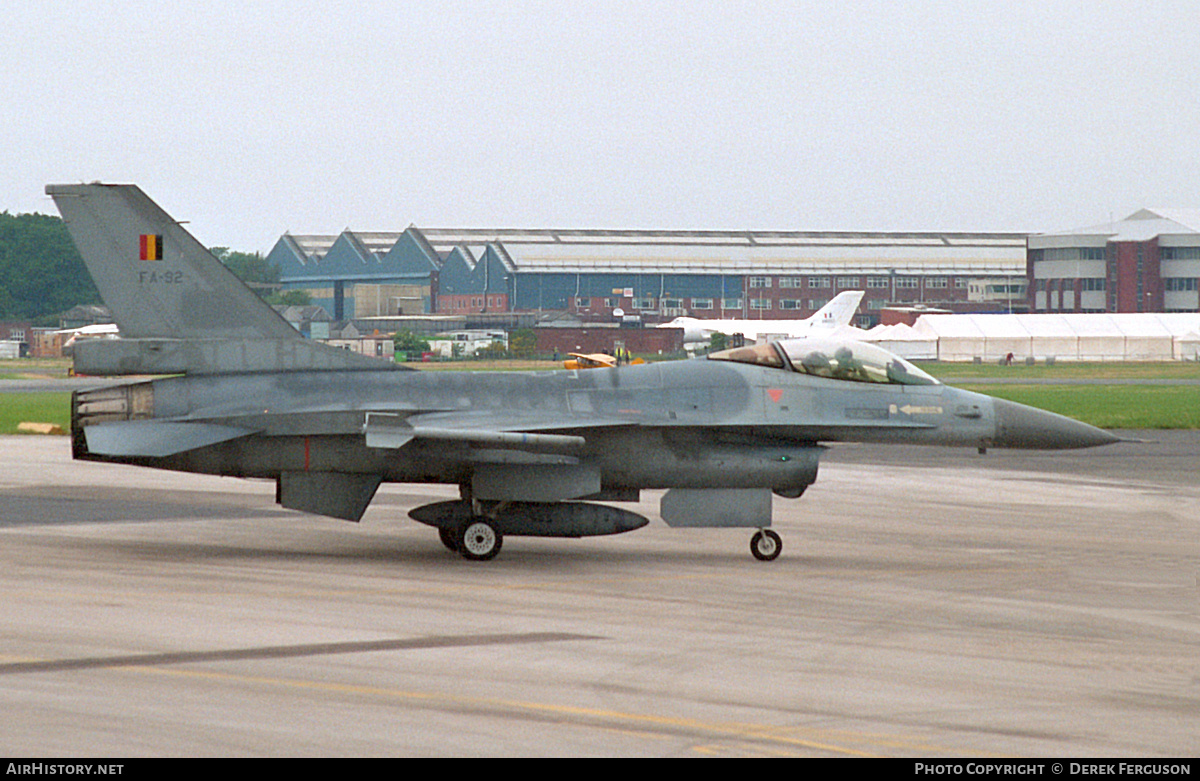 Aircraft Photo of FA-92 | General Dynamics F-16A Fighting Falcon | Belgium - Air Force | AirHistory.net #626385