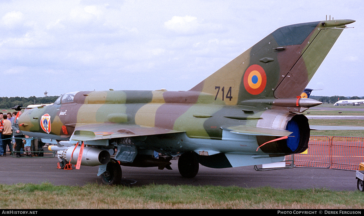 Aircraft Photo of 714 | Mikoyan-Gurevich MiG-21M Lancer A | Romania - Air Force | AirHistory.net #627165