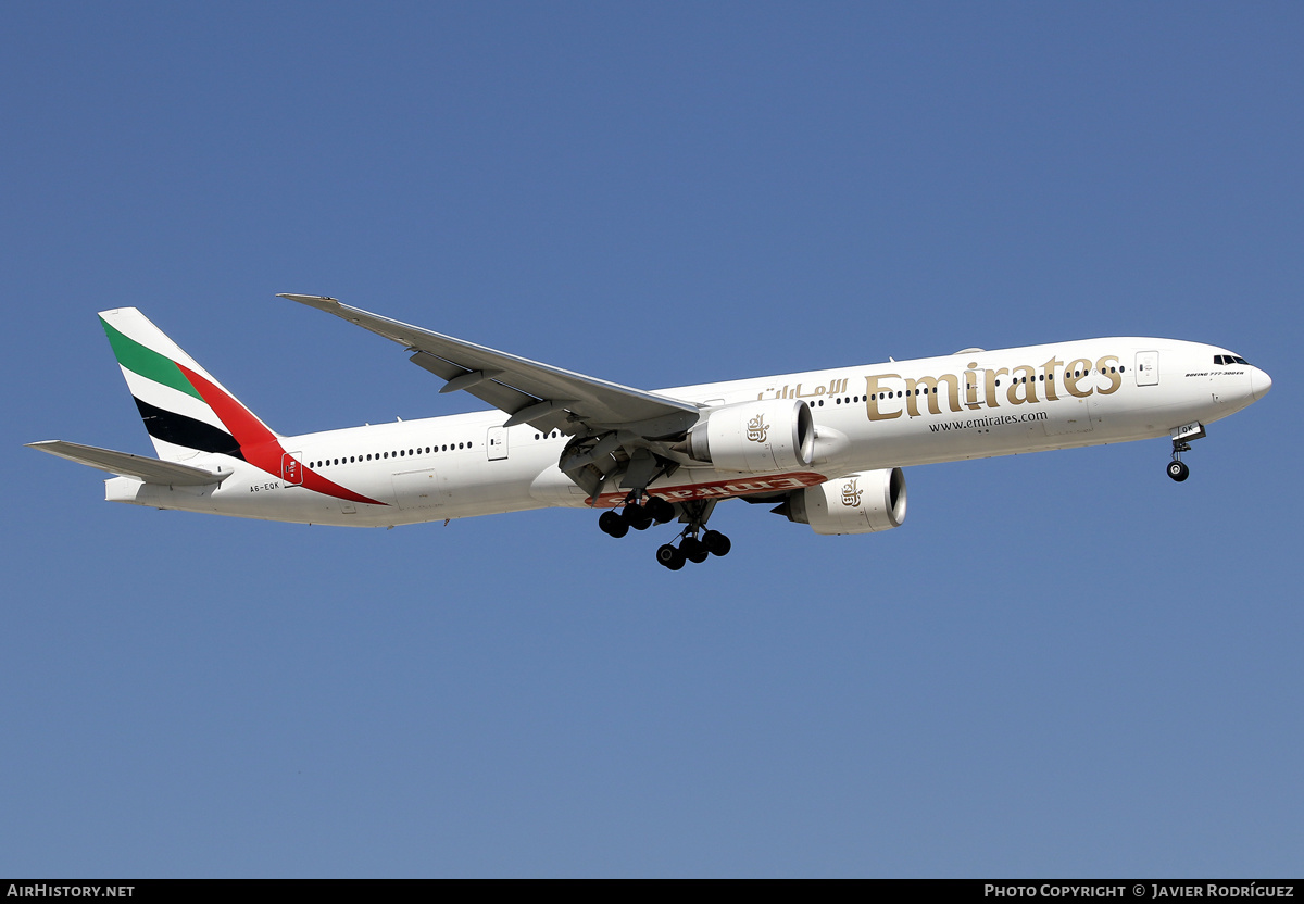 Aircraft Photo of A6-EQK | Boeing 777-300/ER | Emirates | AirHistory.net #629585