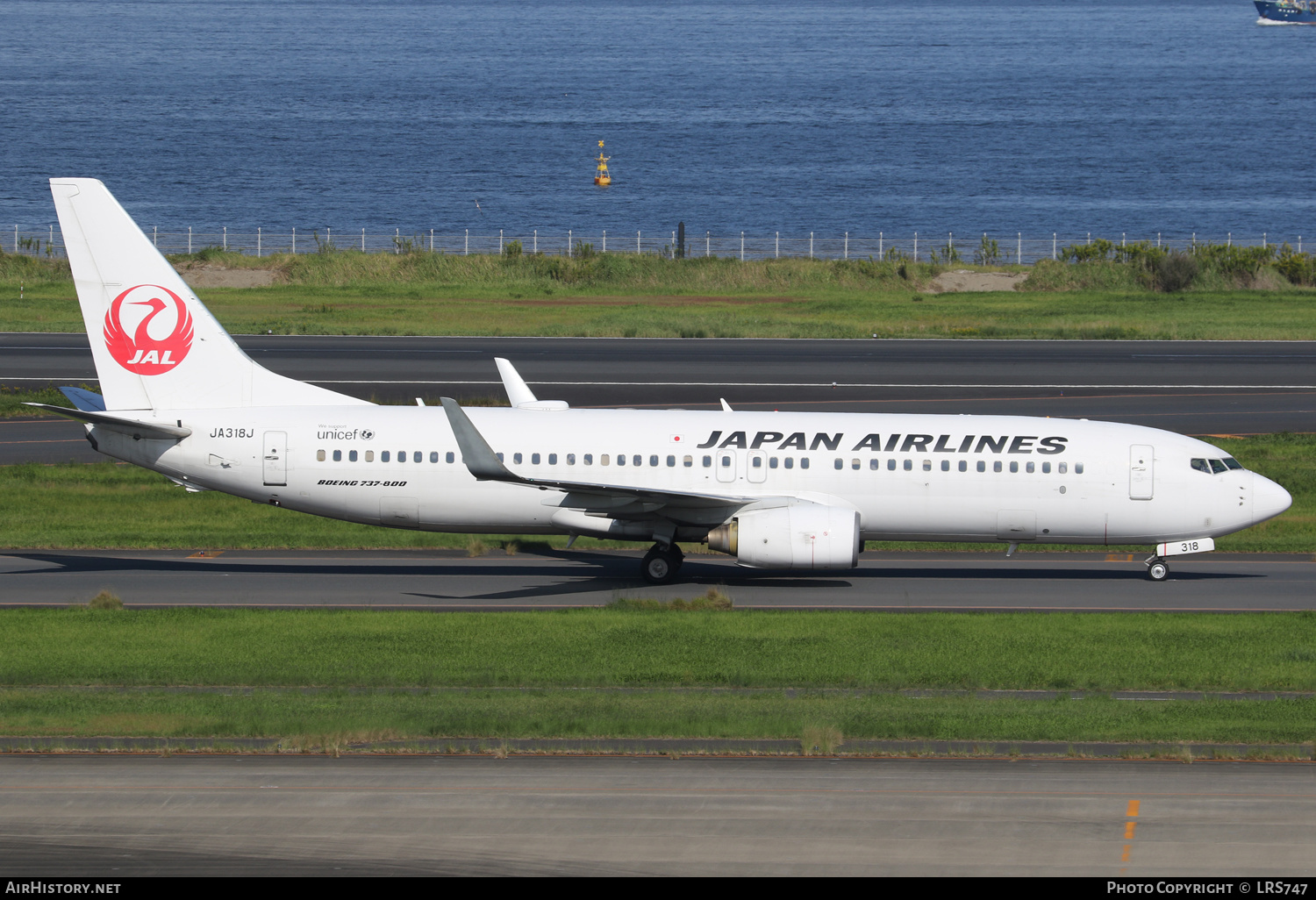Aircraft Photo of JA318J | Boeing 737-846 | Japan Airlines - JAL | AirHistory.net #629597