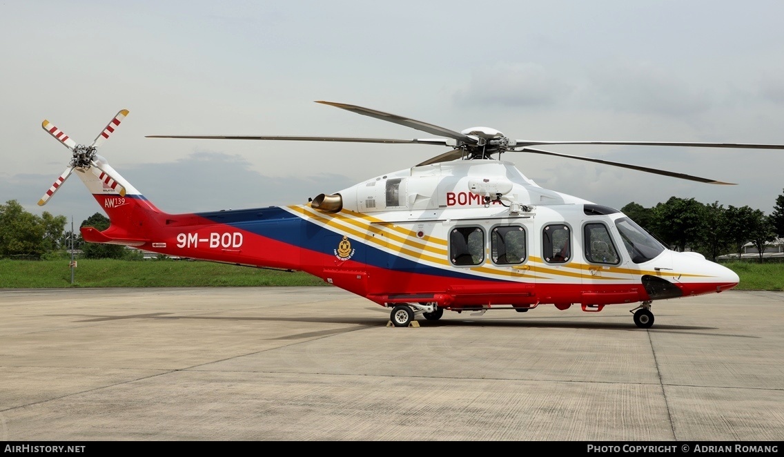 Aircraft Photo of 9M-BOD | AgustaWestland AW-139 | Malaysia - Fire Department | AirHistory.net #630579