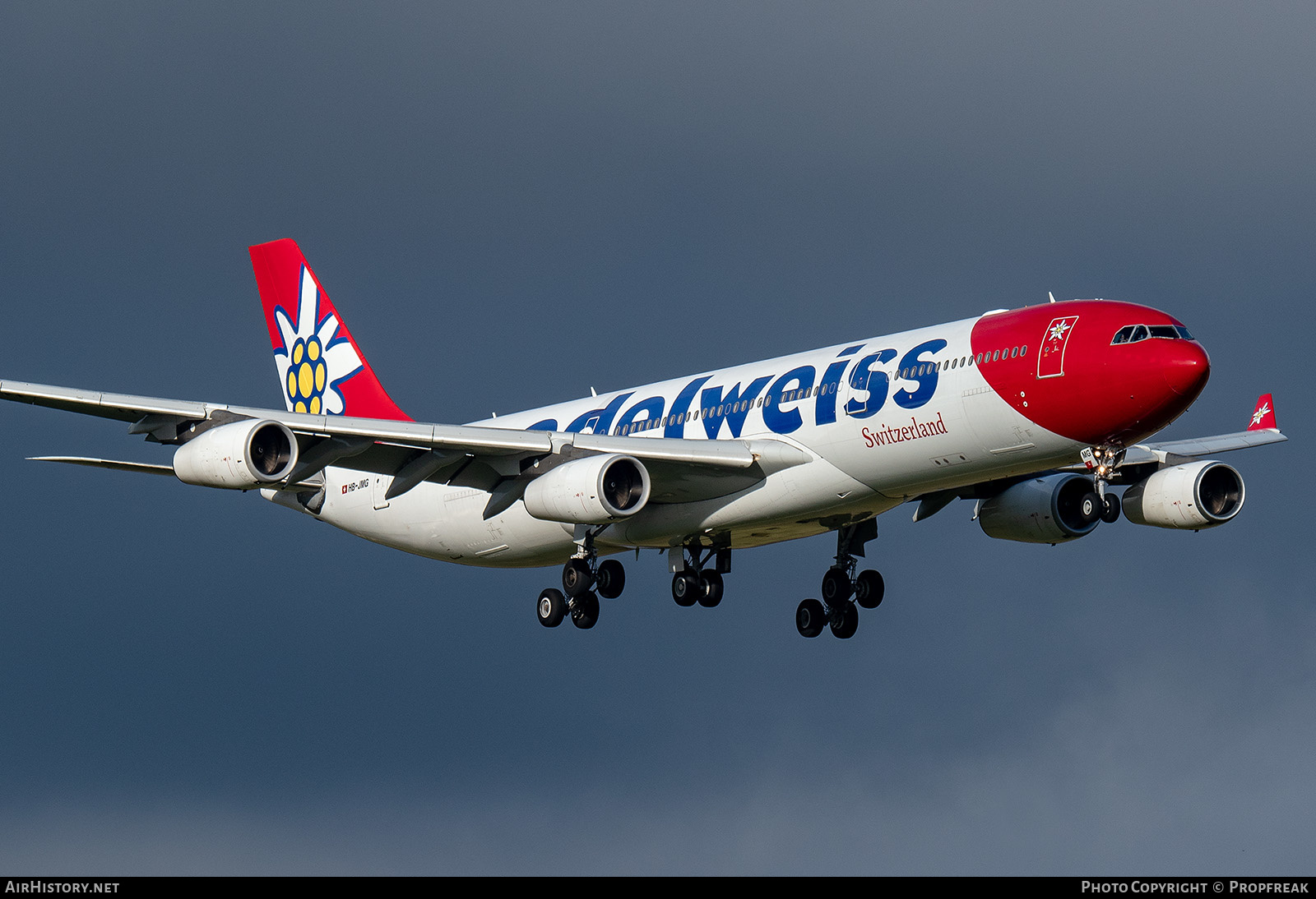 Aircraft Photo of HB-JMG | Airbus A340-313 | Edelweiss Air | AirHistory.net #630673