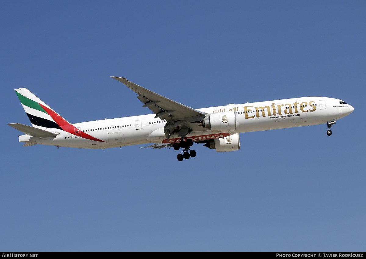 Aircraft Photo of A6-EBK | Boeing 777-31H/ER | Emirates | AirHistory.net #631027