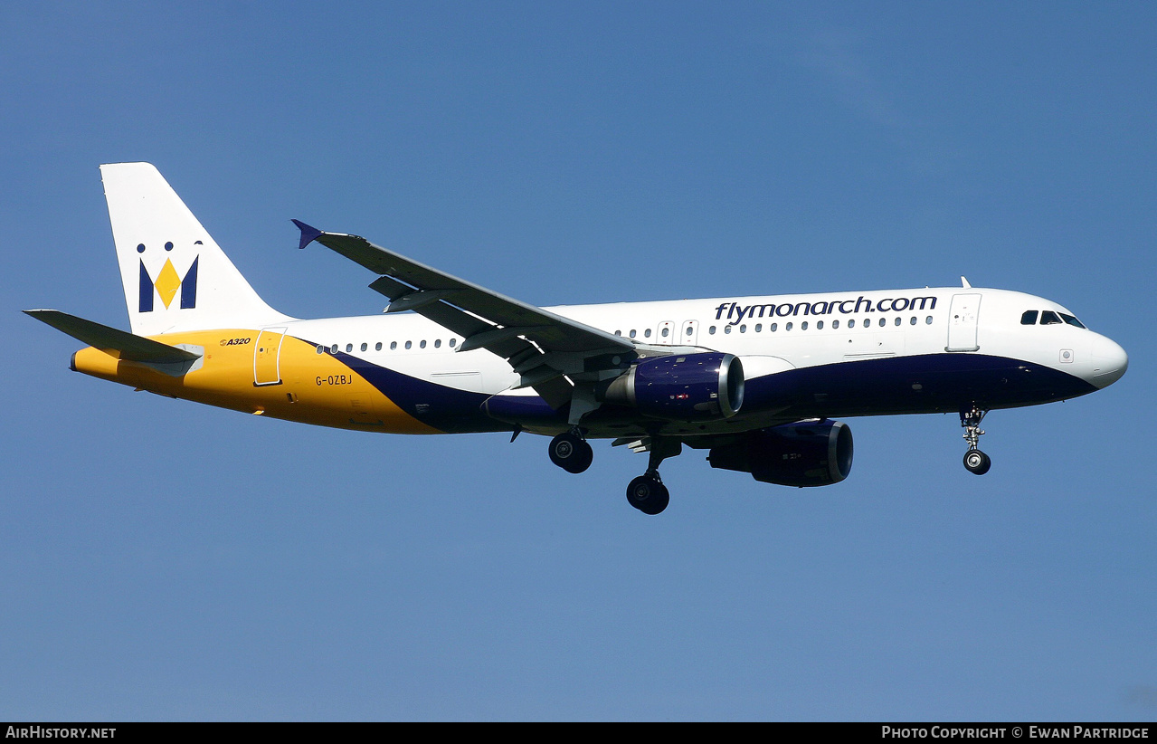 Aircraft Photo of G-OZBJ | Airbus A320-212 | Monarch Airlines | AirHistory.net #632306
