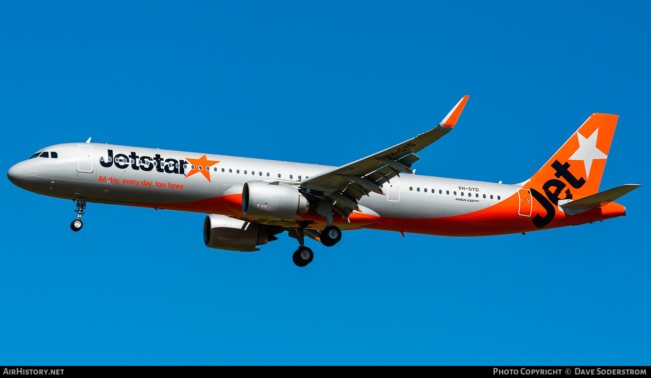 Aircraft Photo of VH-OYD | Airbus A321-251NX | Jetstar Airways | AirHistory.net #633492