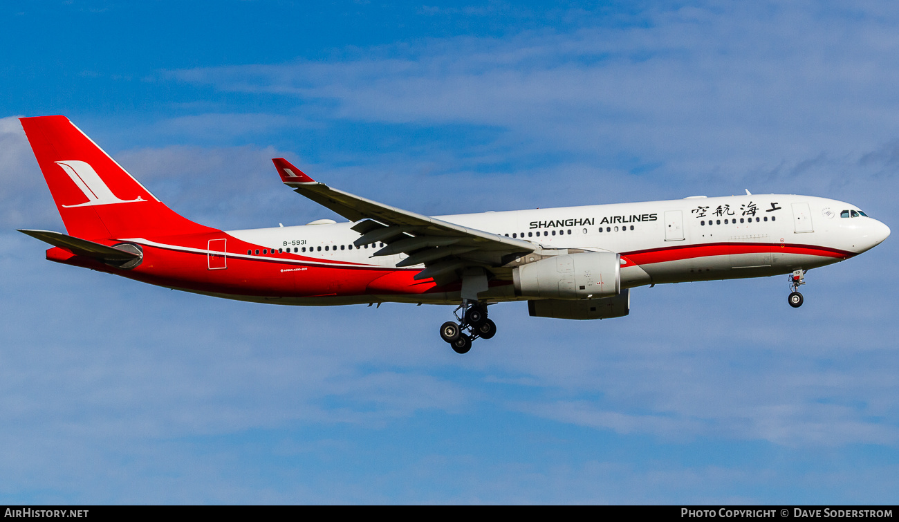 Aircraft Photo of B-5931 | Airbus A330-243 | Shanghai Airlines | AirHistory.net #633582