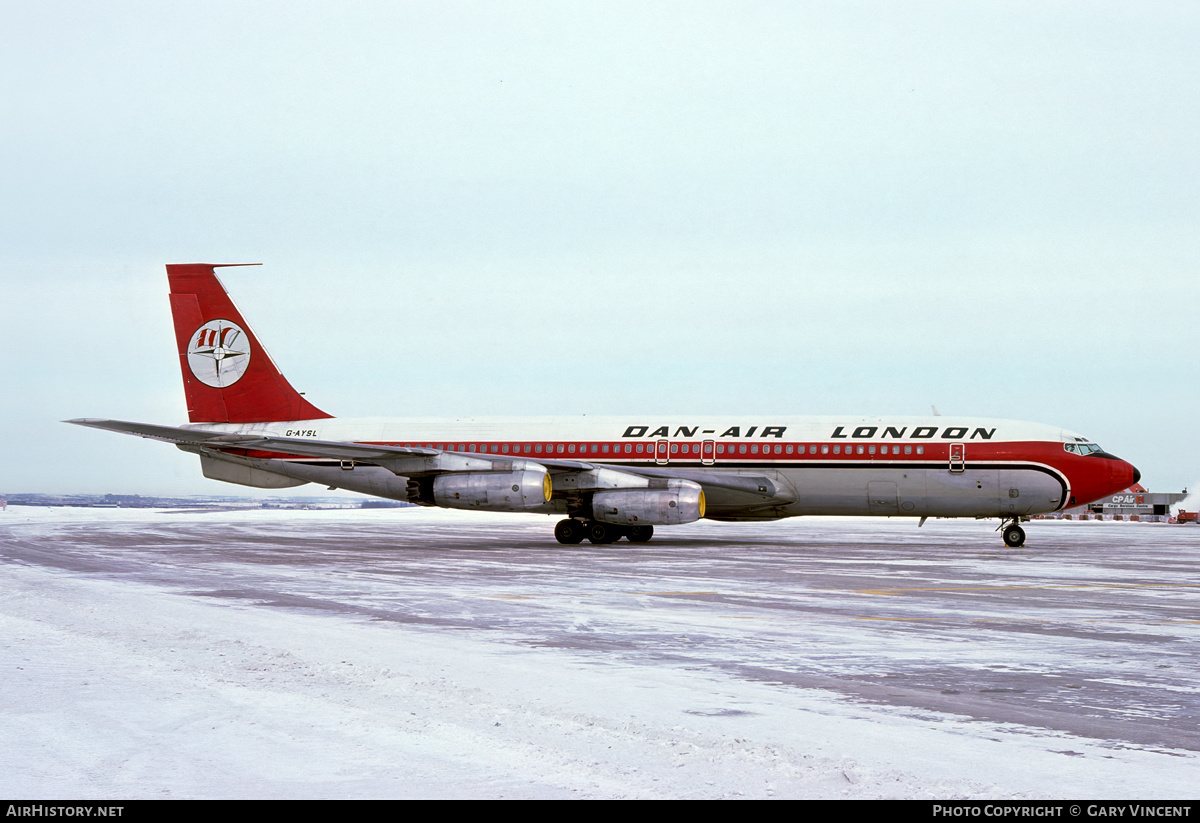 Aircraft Photo of G-AYSL | Boeing 707-321 | Dan-Air London | AirHistory.net #634299