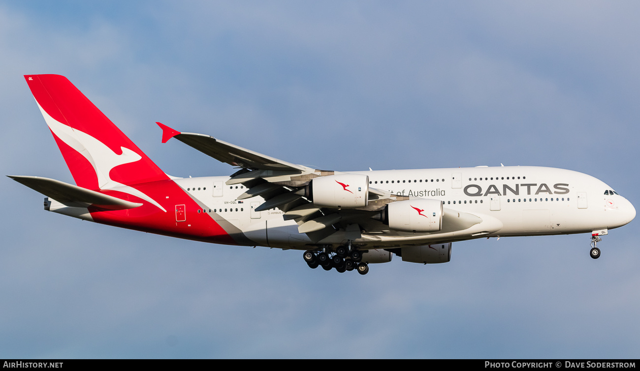Aircraft Photo of VH-OQL | Airbus A380-842 | Qantas | AirHistory.net #634480