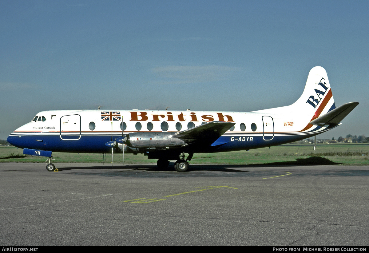 Aircraft Photo of G-AOYR | Vickers 806 Viscount | British Air Ferries - BAF | AirHistory.net #634662