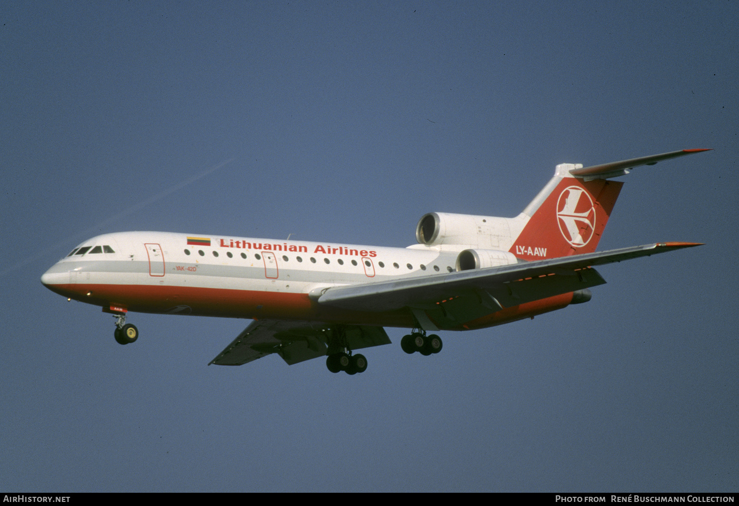 Aircraft Photo of LY-AAW | Yakovlev Yak-42D | Lithuanian Airlines | AirHistory.net #634771