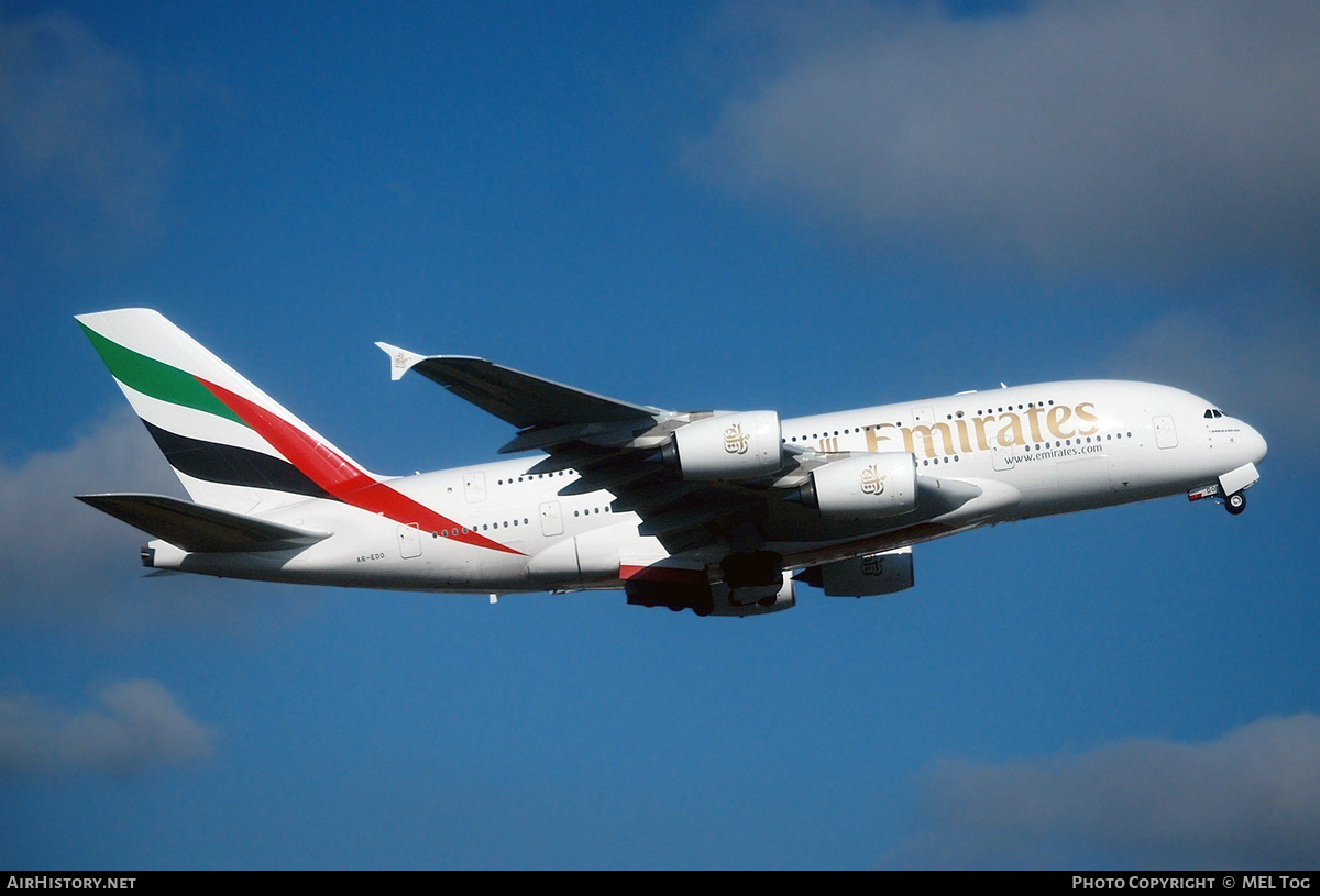 Aircraft Photo of A6-EDO | Airbus A380-861 | Emirates | AirHistory.net #636778