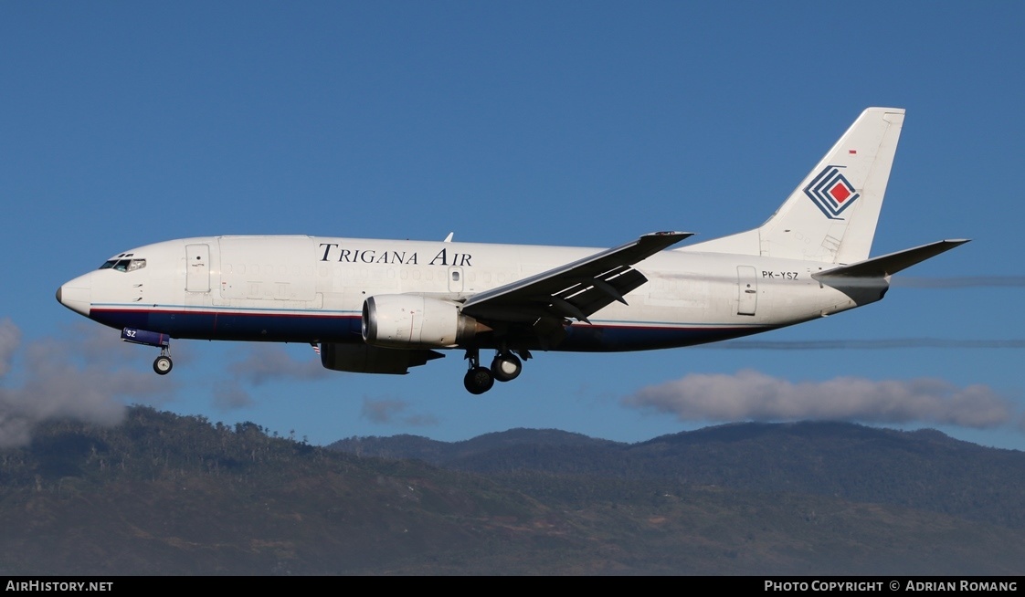 Aircraft Photo of PK-YSZ | Boeing 737-3Z0(SF) | Trigana Air | AirHistory.net #637297