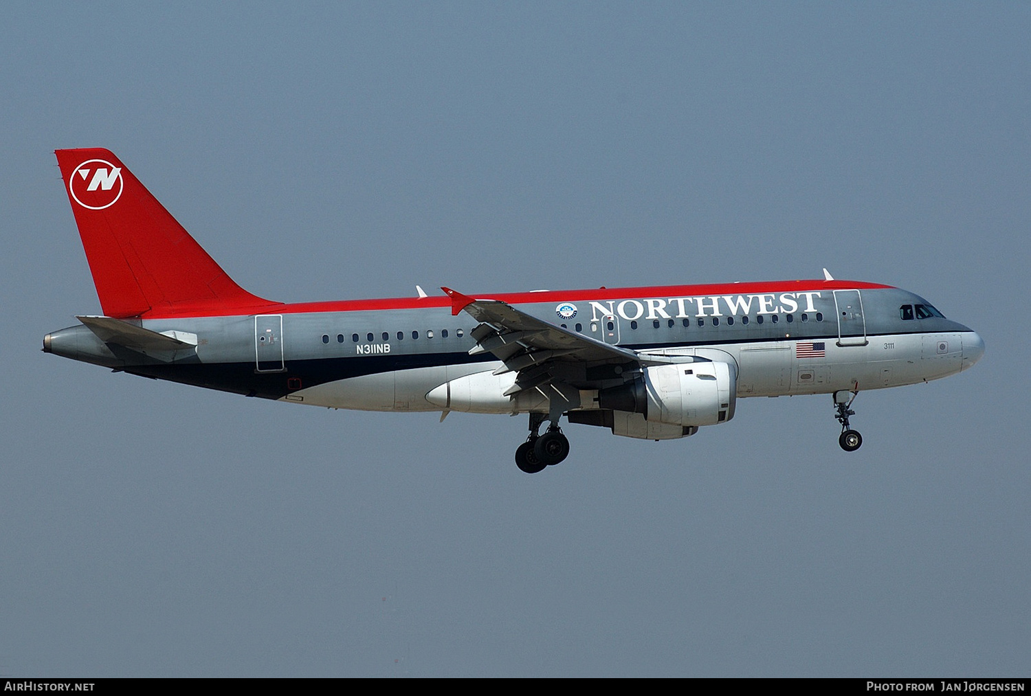 Aircraft Photo of N311NB | Airbus A319-114 | Northwest Airlines | AirHistory.net #637681