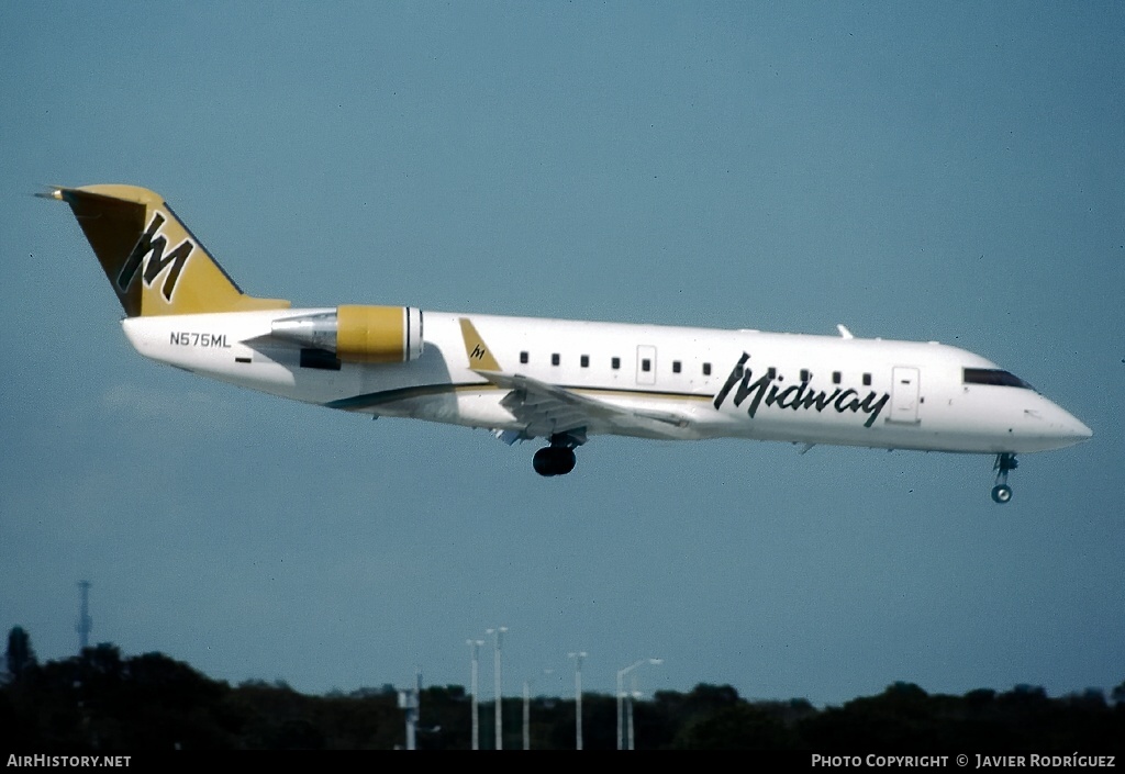 Aircraft Photo of N575ML | Bombardier CRJ-200LR (CL-600-2B19) | Midway Airlines | AirHistory.net #638212