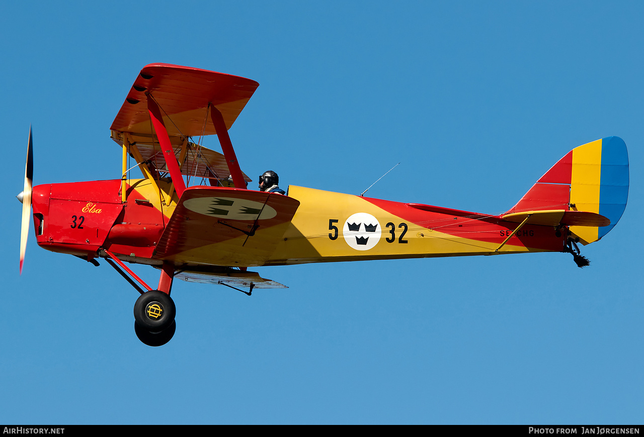 Aircraft Photo of SE-CHG | De Havilland D.H. 82A Tiger Moth | Sweden - Air Force | AirHistory.net #638823