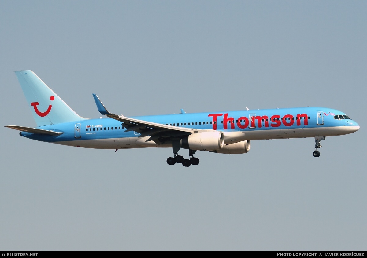 Aircraft Photo of G-OOBD | Boeing 757-28A | Thomson Airways | AirHistory.net #638863