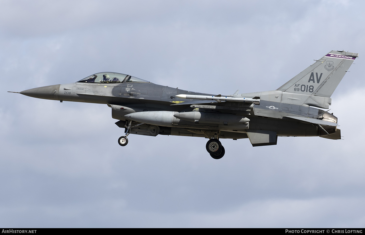 Aircraft Photo of 89-2018 / AF89-018 | Lockheed Martin F-16CM Fighting Falcon | USA - Air Force | AirHistory.net #641662