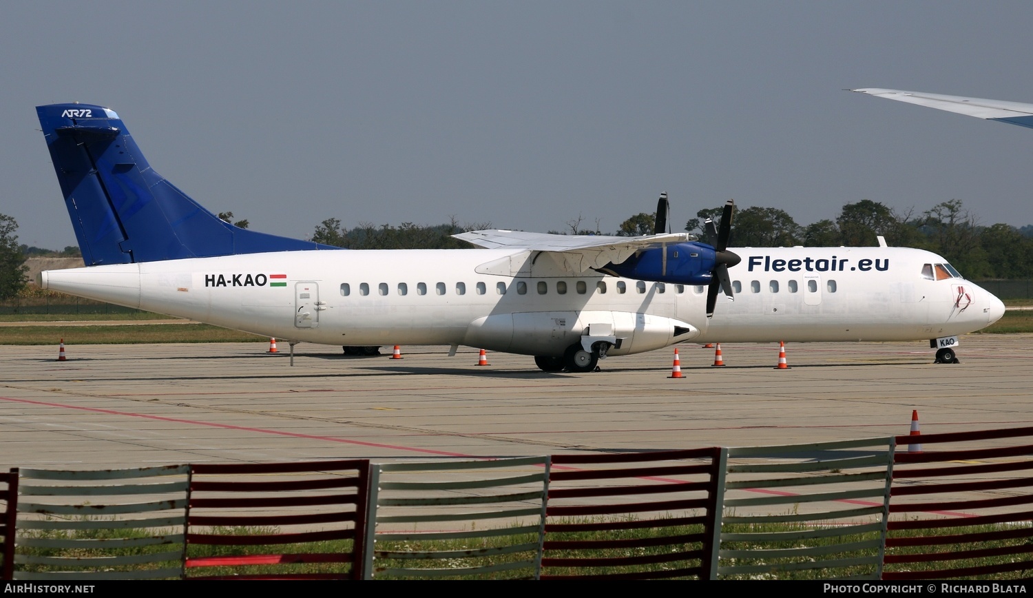 Aircraft Photo of HA-KAO | ATR ATR-72-202/F | Fleet Air | AirHistory.net #643357