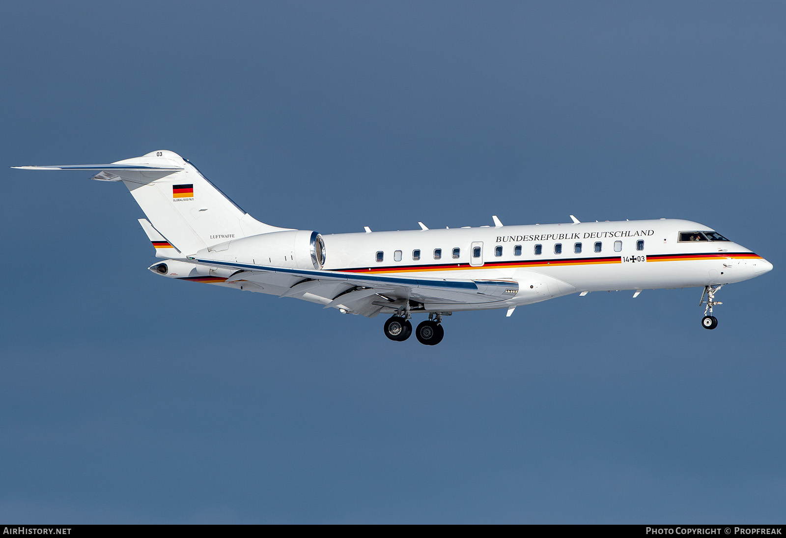 Aircraft Photo of 1403 | Bombardier Global 5000 (BD-700-1A11) | Germany - Air Force | AirHistory.net #644470
