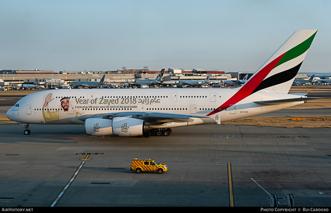 Aircraft Photo of A6-EUA | Airbus A380-861 | Emirates | AirHistory.net #644754