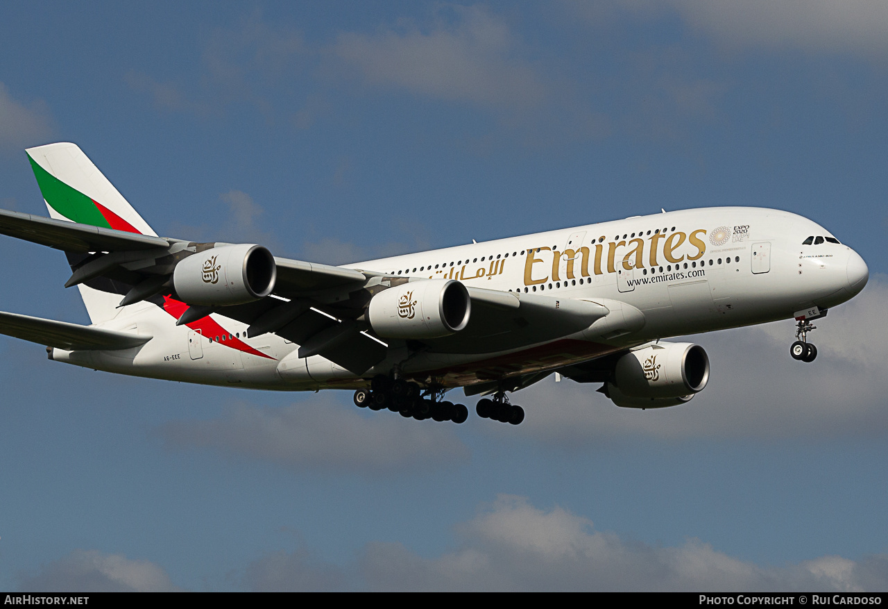 Aircraft Photo of A6-EEE | Airbus A380-861 | Emirates | AirHistory.net #645738
