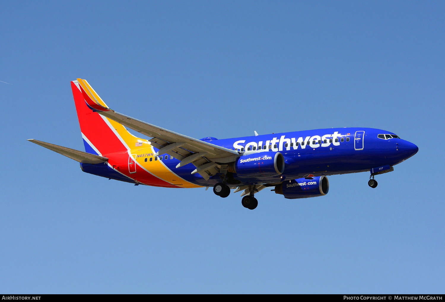 Aircraft Photo of N457WN | Boeing 737-7H4 | Southwest Airlines | AirHistory.net #650005