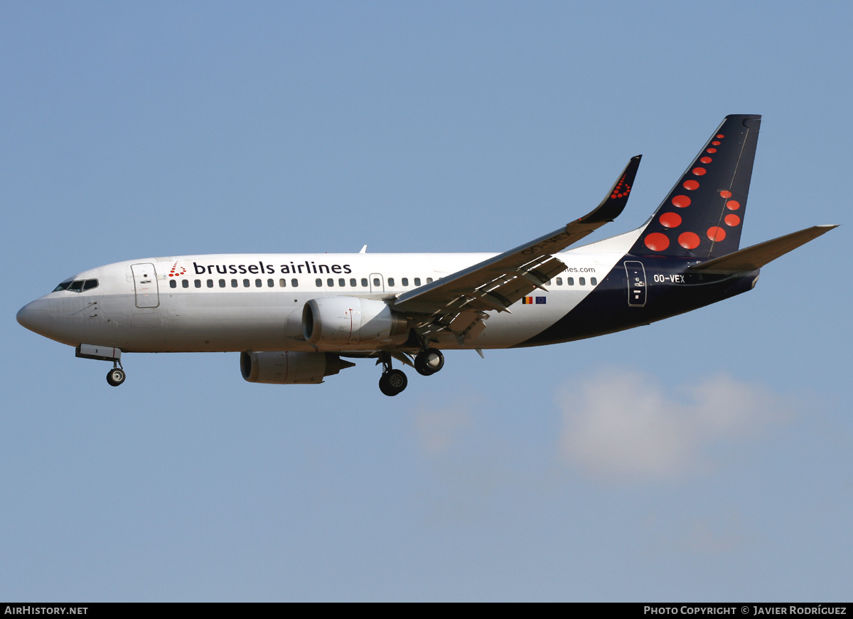 Aircraft Photo of OO-VEX | Boeing 737-36N | Brussels Airlines | AirHistory.net #650409