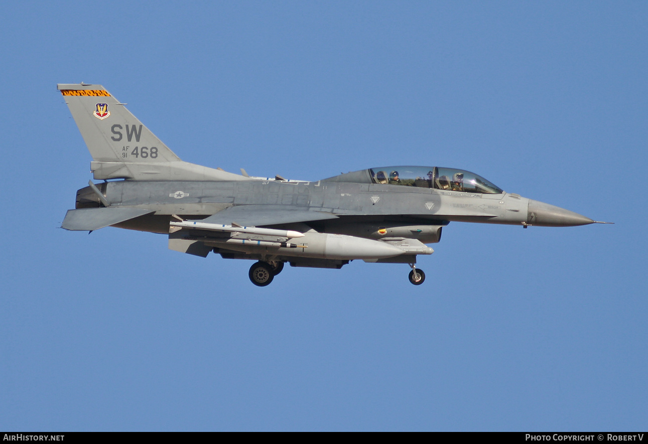 Aircraft Photo of 91-0468 / AF91-468 | General Dynamics F-16DM Fighting Falcon | USA - Air Force | AirHistory.net #650887