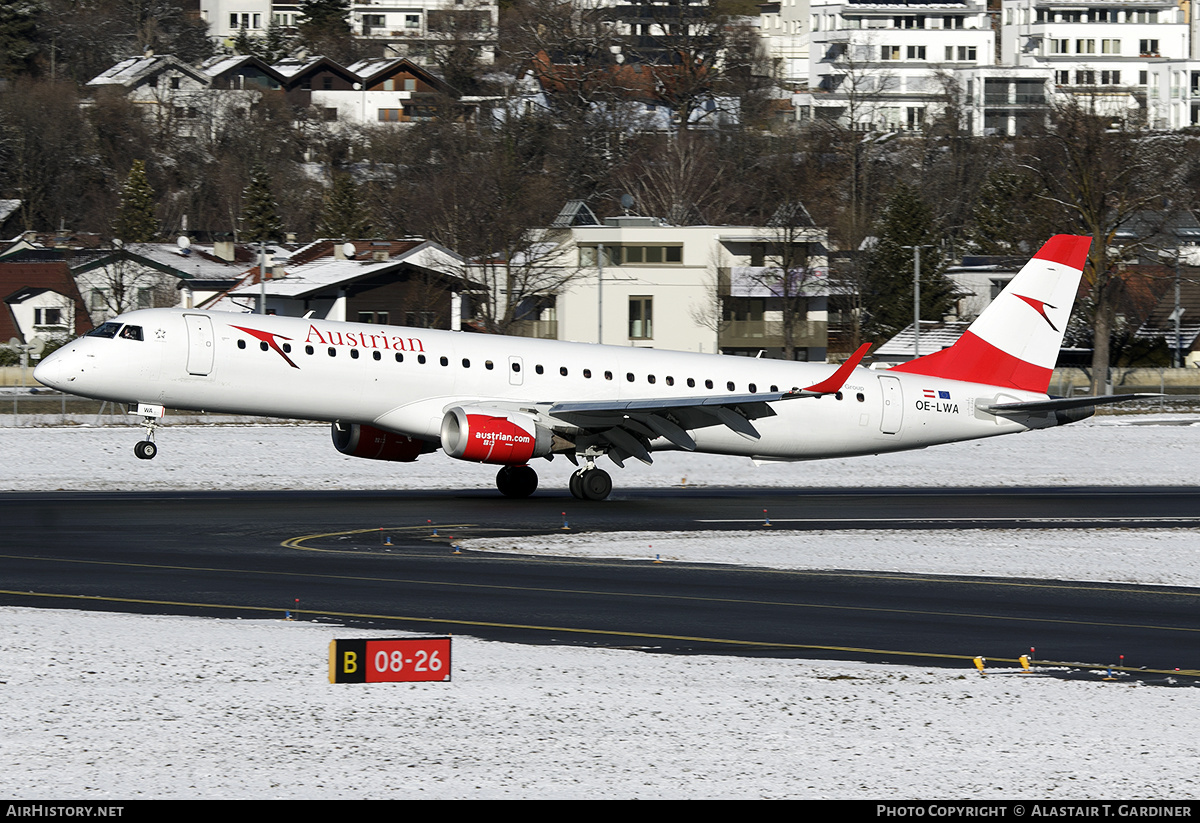 Aircraft Photo of OE-LWA | Embraer 195LR (ERJ-190-200LR) | Austrian Airlines | AirHistory.net #652203