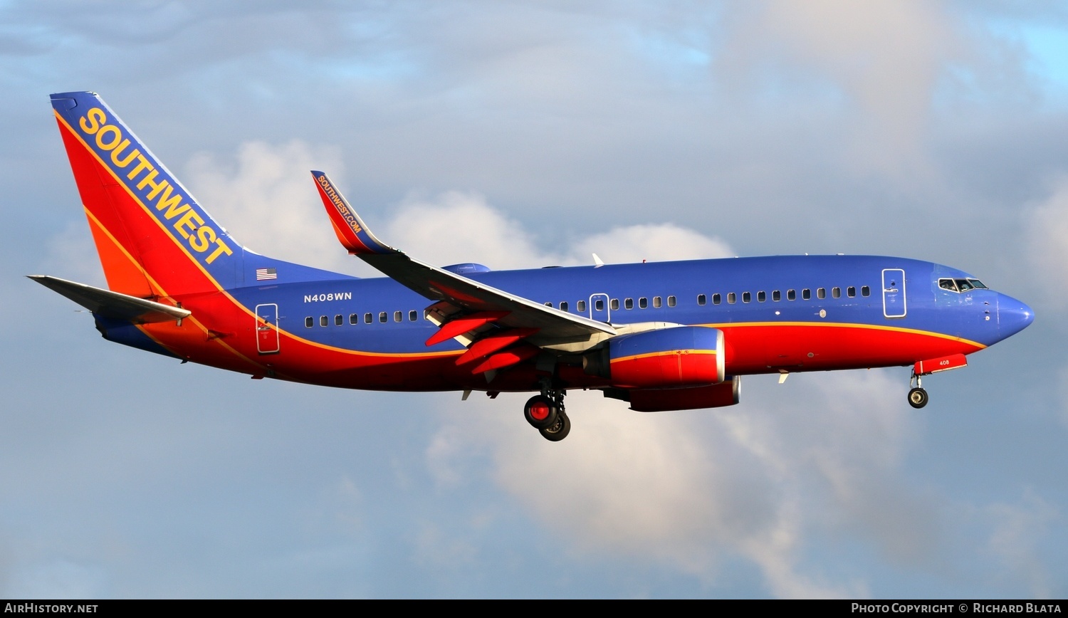 Aircraft Photo of N408WN | Boeing 737-7H4 | Southwest Airlines | AirHistory.net #652254