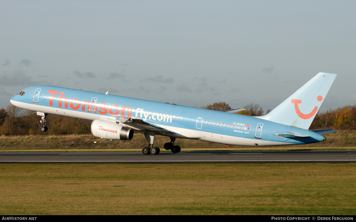 Aircraft Photo of G-BYAH | Boeing 757-204 | Thomsonfly | AirHistory.net #652290